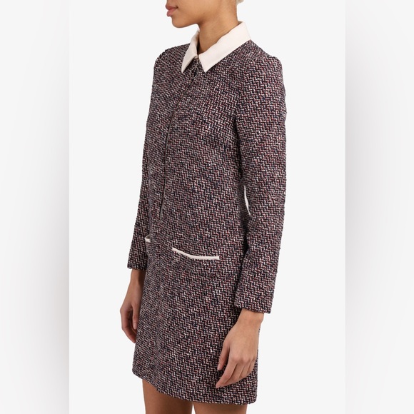 Maje Jacquard Robe Courte Trapez Mid-length Wool Dress size 1 - Picture 8 of 10